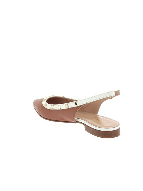ballerina da donna in pelle cuoio e bianca IL BORGO FIRENZE | H257BOX